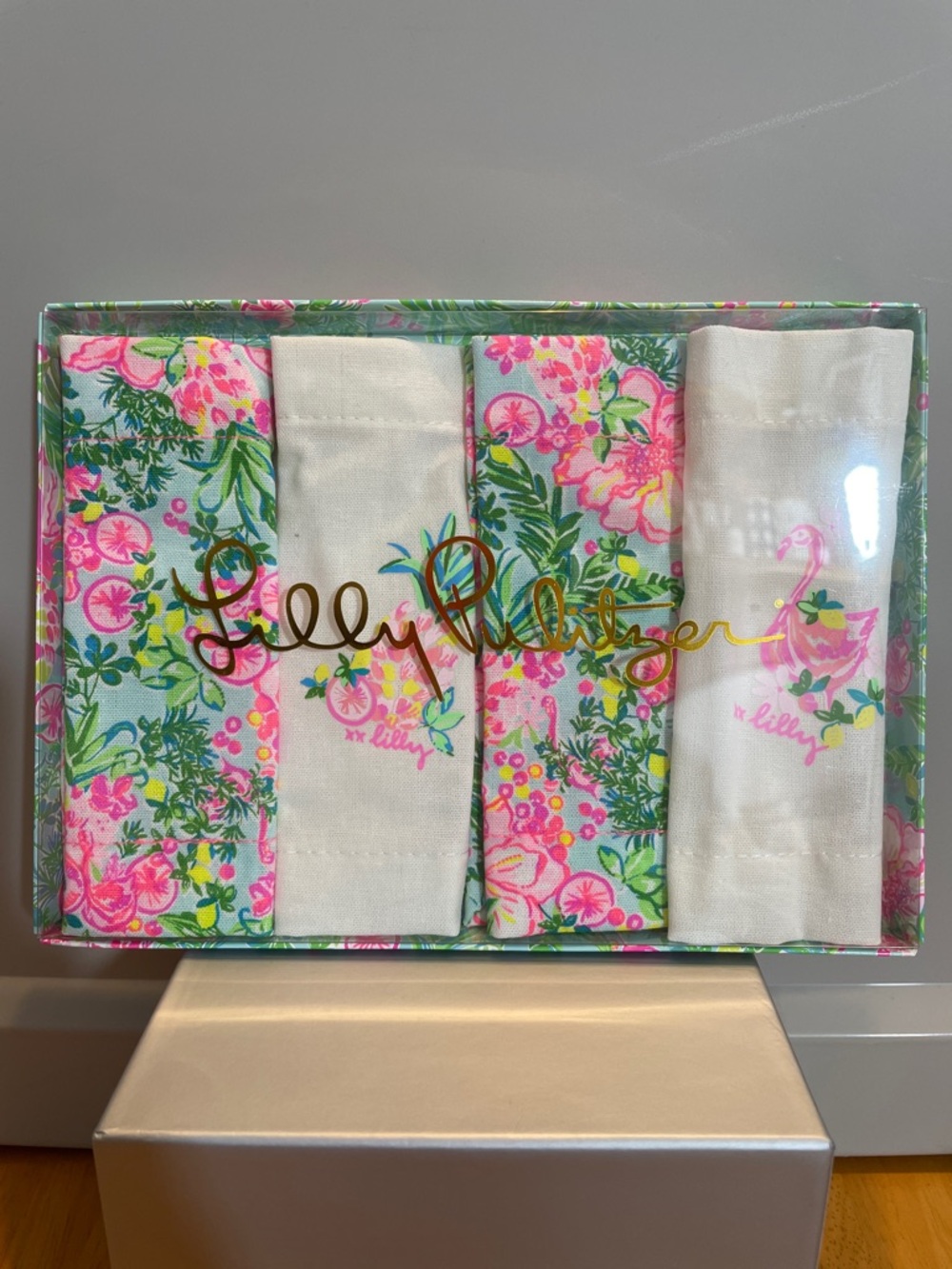 Lilly Pulitzer Cocktail Napkin Set of 4 Fruity Flamingo GWP NIB